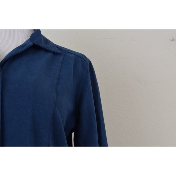 Vintage 90s‎ Blue Crop BlouseThree-Quartes Sleeves size Large - Picture 5 of 10